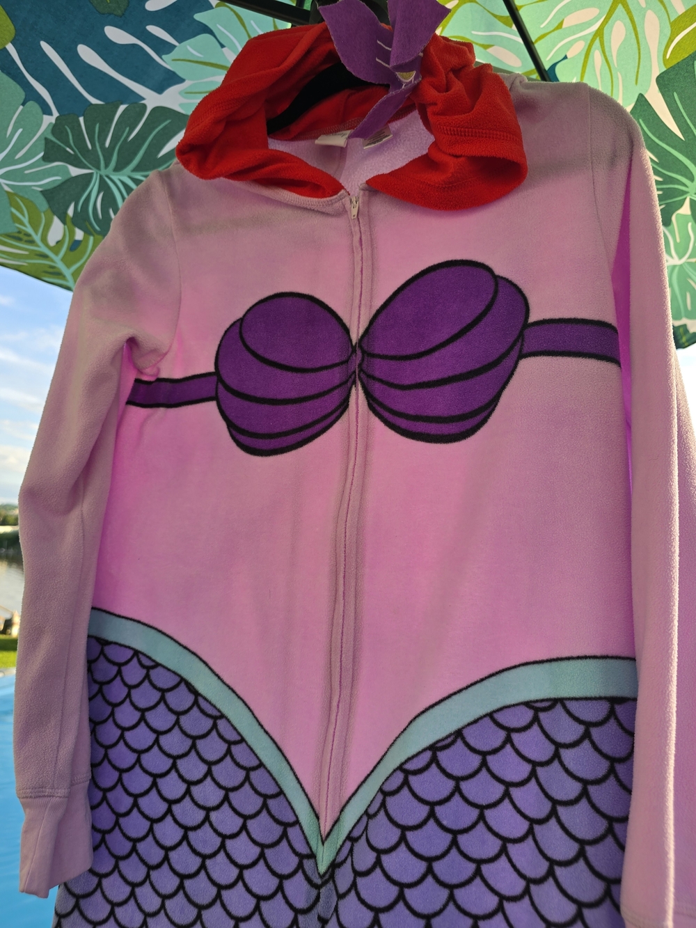 Disney Pink Purple Ombre Mermaid Onesie Pajamas - Picture 2 of 9